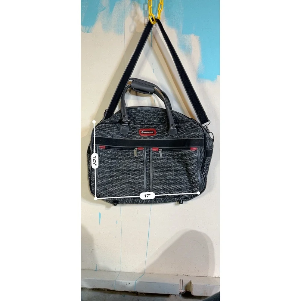Vintage 1990s American Flyer Duffel Bag Travel Luggage‎ 17x12x5.5 Inch Gray